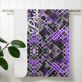 Personalized Purple Geometric Bath Towel – Soft Cotton Blend Comfort - Image 4