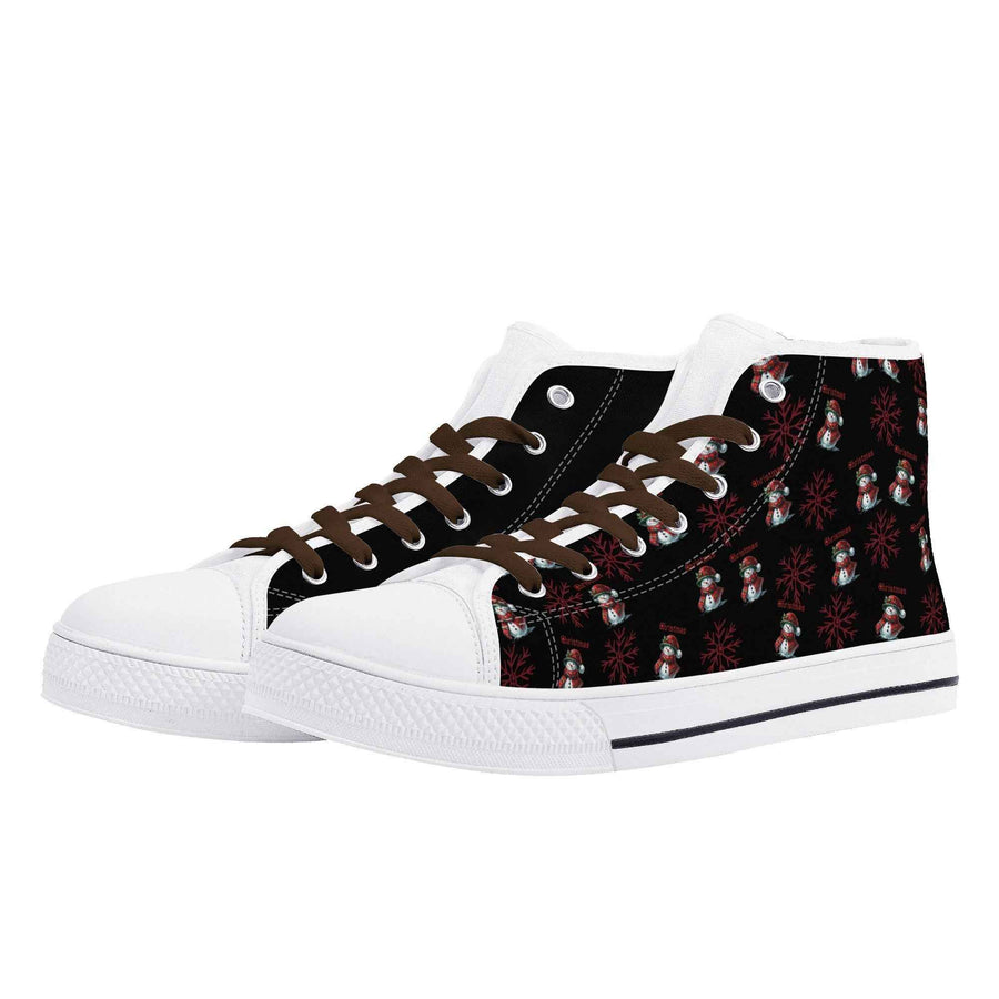 Mens Christmas Inspired Rubber High Top Canvas Shoes with Graffiti Style