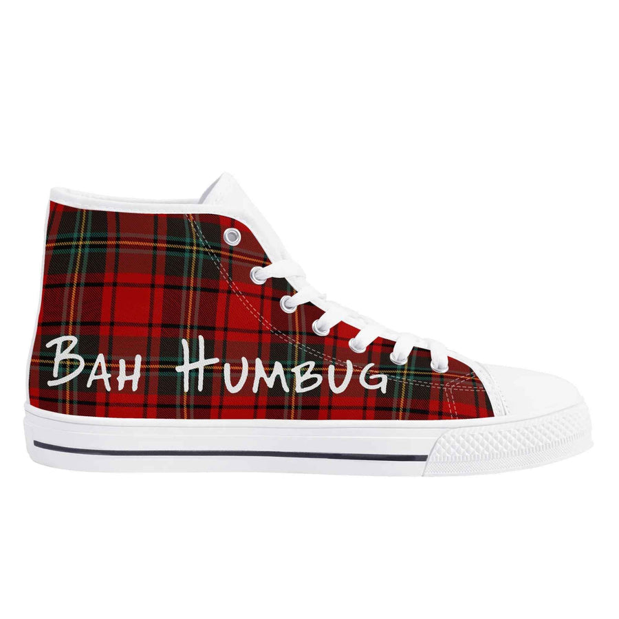 Womens High Top Canvas Shoes - Bright Purple Black and White Pattern