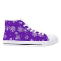 Womens Purple Snowflake High Top Canvas Shoes with Rubber Sole - Image 5