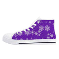 Womens Purple Snowflake High Top Canvas Shoes with Rubber Sole - Image 2