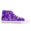 Womens Purple Snowflake High Top Canvas Shoes with Rubber Sole - Image 3