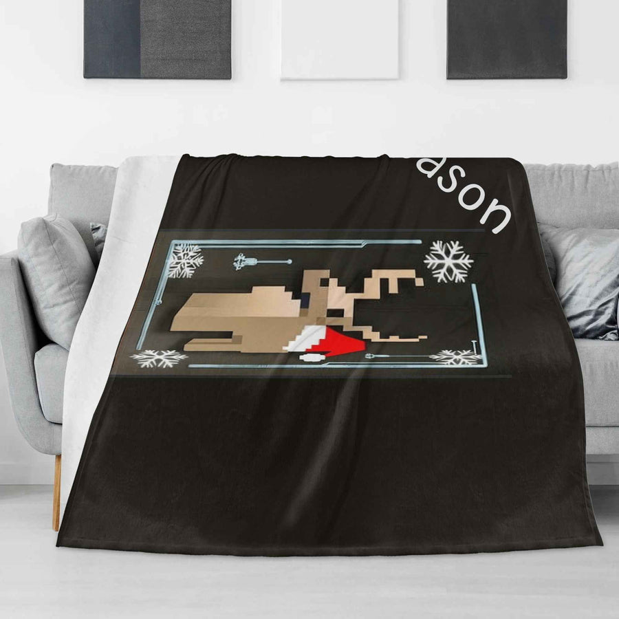 Reindeer Pixel Holiday Blanket — USA-Made Flannel, 4 Sizes