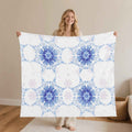Flannel Blanket – Blue Snowflake Pattern, Cozy Breathable Warmth - Image 1