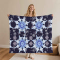 Snowflake Blanket – Midnight Blue Flannel, Cozy Breathable Warmth - Image 1