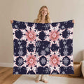 Cozy Snowflake Blanket – Midnight Blue and Pink Flannel - Image 1