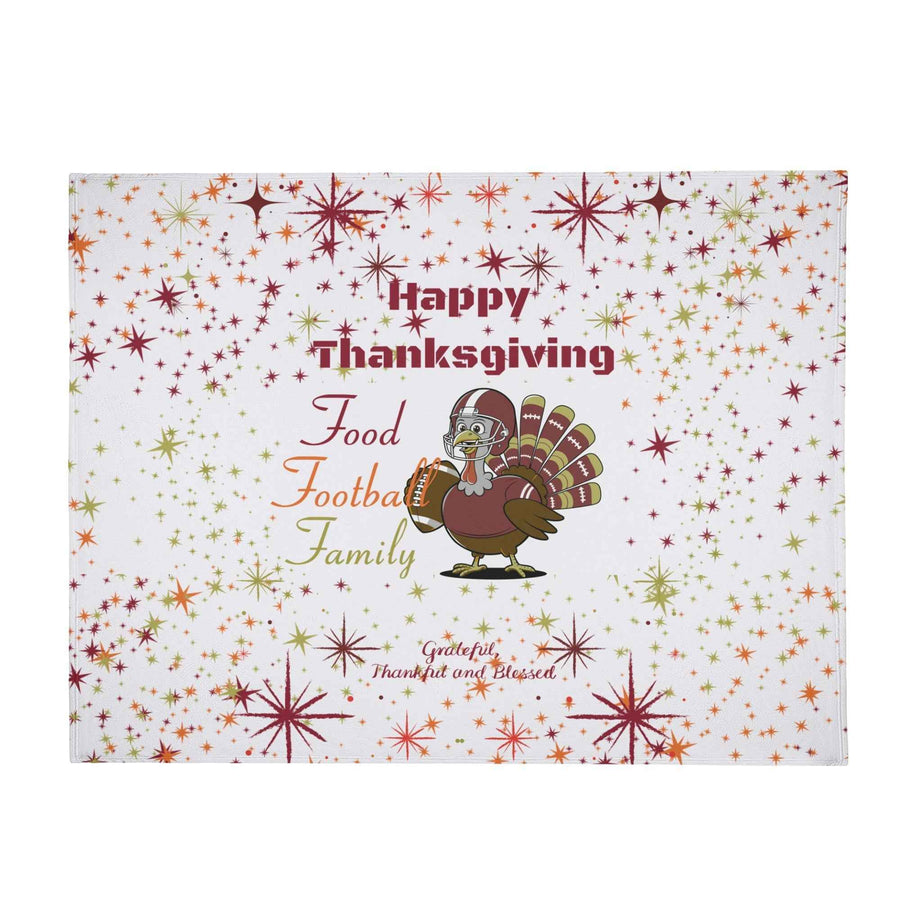 Thanksgiving Blanket – Food Football Family Flannel, Cozy Warmth