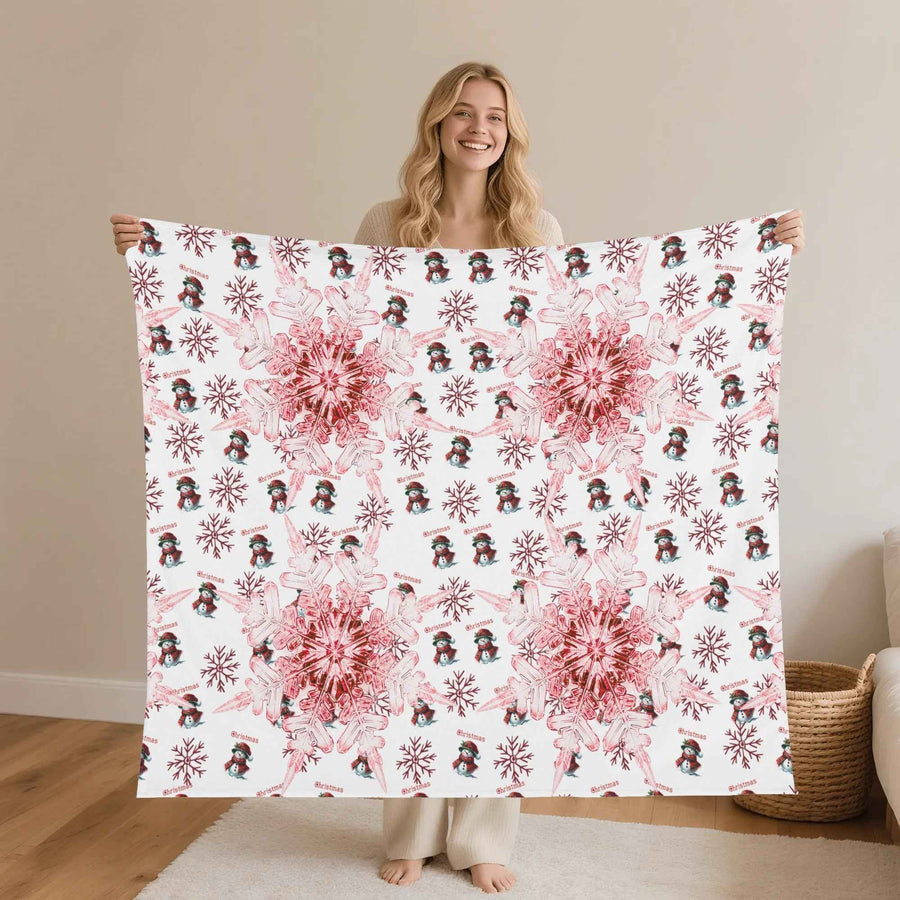 Christmas Blanket – Red Snowflakes | Penguins, Cozy Flannel