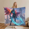 Gaming Blanket – Winged Cyber Knight Flannel - Image 1