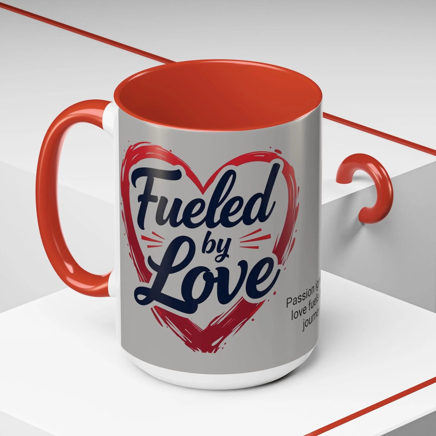 Fueled by Love Coffee Mug - Perfect for Gifts, Romantic Mug, Wedding Gift, Anniversary, Coffee Lovers, Heart Design