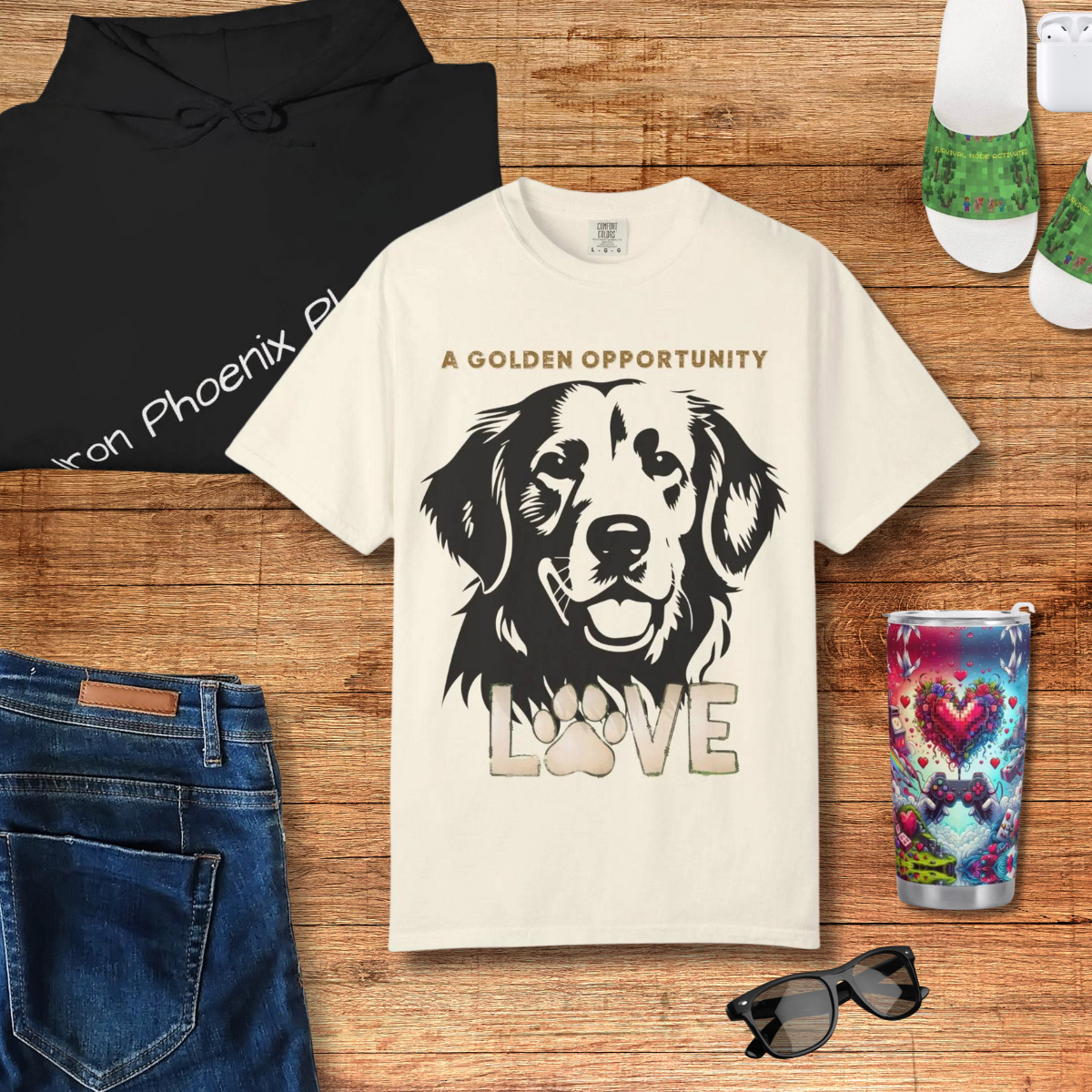 Golden Retriever T-shirt - Golden Opportunity Tee - Iron Phoenix GHG