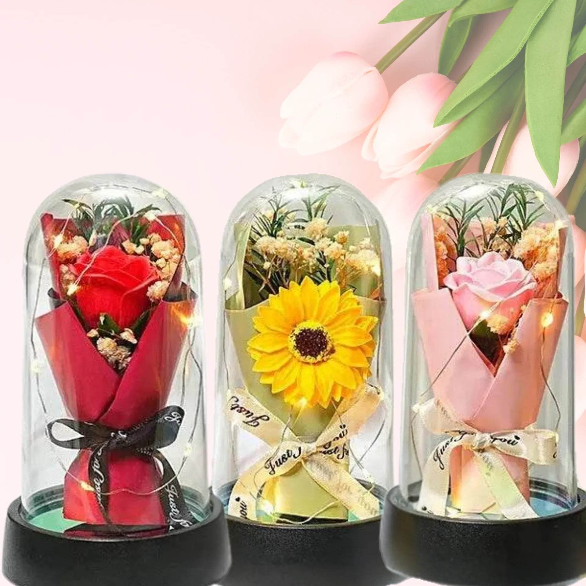 Everlasting Rose LED Plastic Dome Flowers Iron Phoenix GHG 2025 - Iron Phoenix GHG