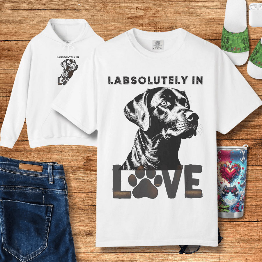 Black Lab T-shirt - Labsolutely In Love Comfort Tee - Iron Phoenix GHG