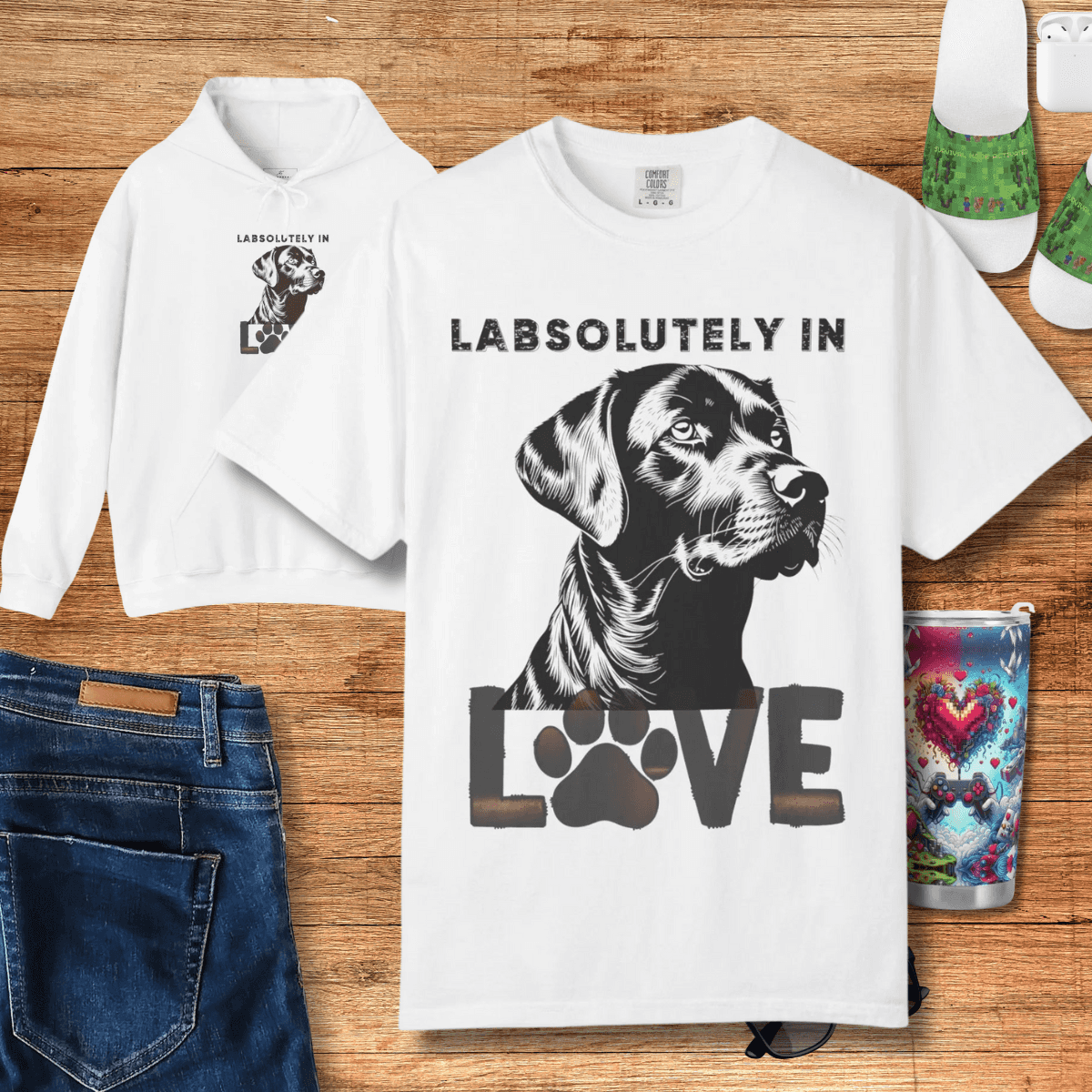 Black Lab T-shirt - Labsolutely In Love Comfort Tee - Iron Phoenix GHG