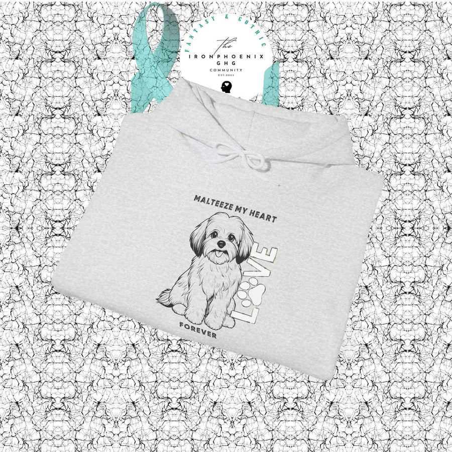 Maltese Heart Hoodie, Cozy Pet Lovers Sweatshirt, Dog Mom Gift, Animal Hoodie, Cute Maltese Sweatshirt, Forever Loved Apparel - Iron Phoenix GHG