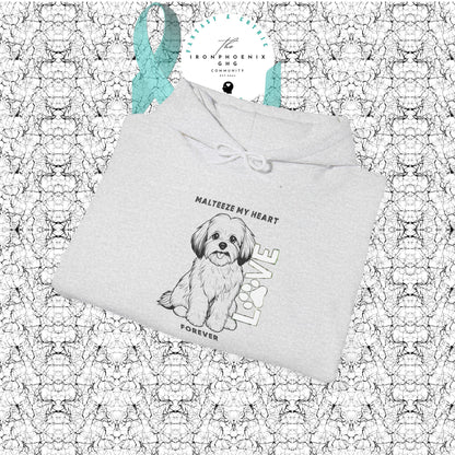 Maltese Heart Hoodie, Cozy Pet Lovers Sweatshirt, Dog Mom Gift, Animal Hoodie, Cute Maltese Sweatshirt, Forever Loved Apparel