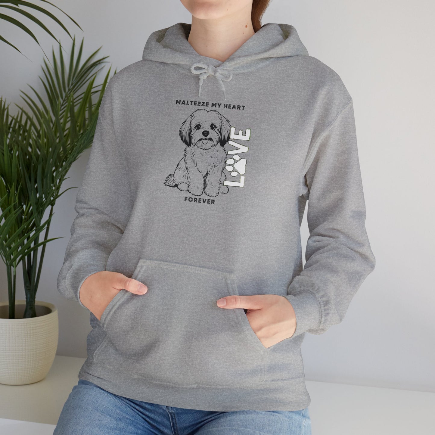 Maltese Heart Hoodie, Cozy Pet Lovers Sweatshirt, Dog Mom Gift, Animal Hoodie, Cute Maltese Sweatshirt, Forever Loved Apparel