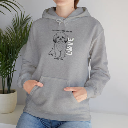 Maltese Heart Hoodie, Cozy Pet Lovers Sweatshirt, Dog Mom Gift, Animal Hoodie, Cute Maltese Sweatshirt, Forever Loved Apparel