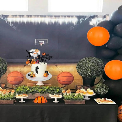 25 PCS Basketball Cake Toppers Black Gold Balls Cake Decorations Basketball Theme Cake Decoration for Boy Sport Party Supplies - Iron Phoenix GHG