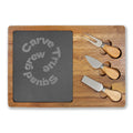 Engraved Acacia Charcuterie Board with Slate Round & Cheese Tools - Image 3