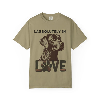 Dog Lover's T-Shirt - "LABSOLUTELY IN LOVE" Unisex Garment-Dyed Tee, Pet Gift, Dog Mom Shirt, Casual Wear, Animal Lover Apparel