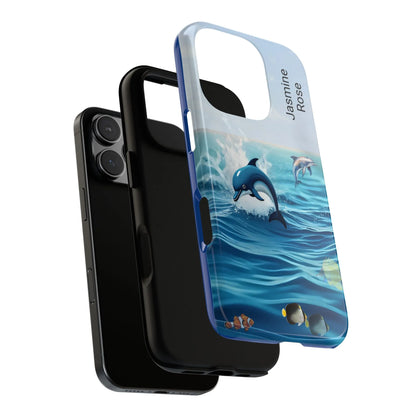 Personalized Phone Case with Dolphin Design, Ocean Vibes, Customizable Gift, Beach Lover Accessory, Ideal for Birthdays, Summer