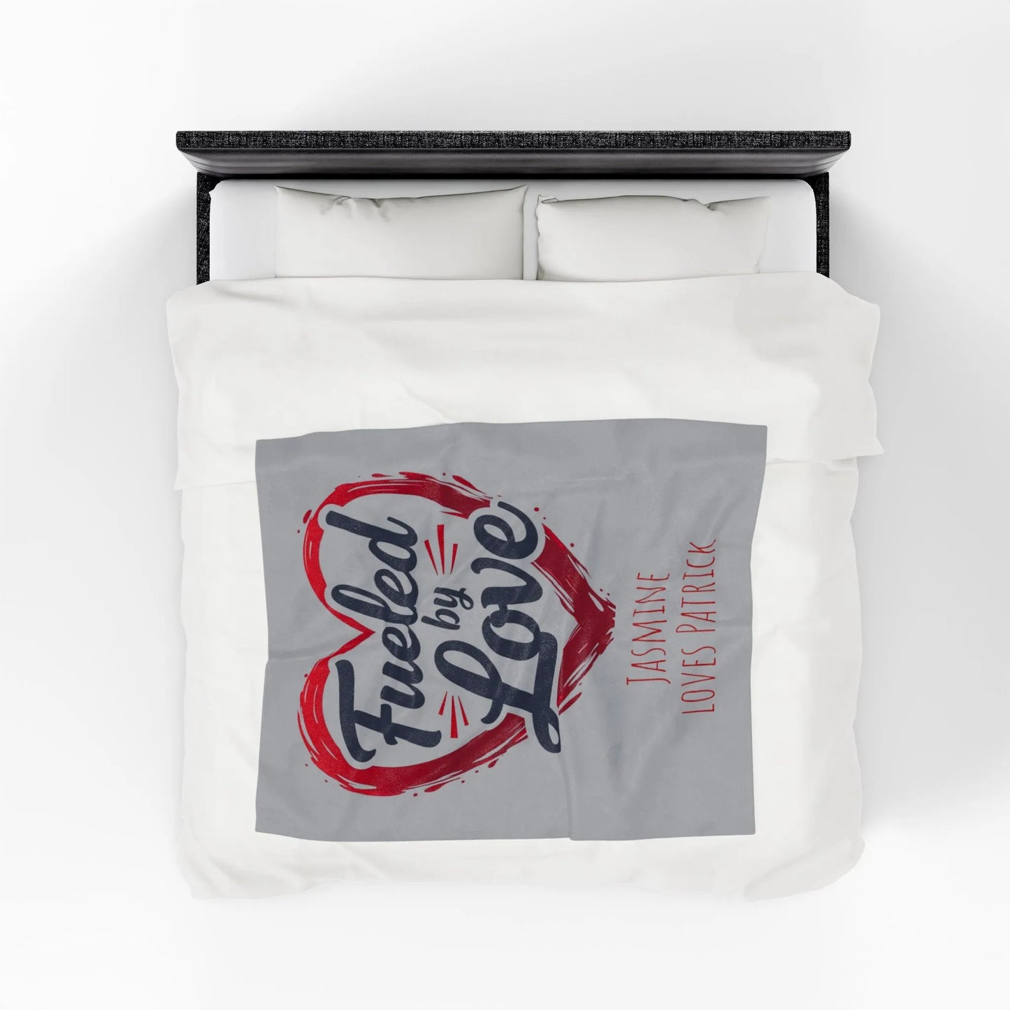 Personalized Velveteen Plush Blanket - 'Fueled by Love' | Gift for Couples, Anniversary Decor, Cozy Home, Valentine's Day