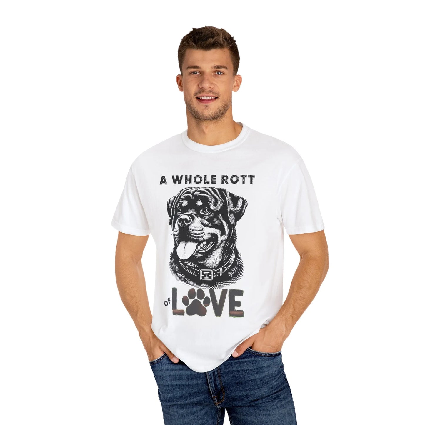 Rottweiler Love T-Shirt, Unisex Pet Lover Tee, Cute Dog Lover Gift, Dog Mom Shirt, Animal Adoption Awareness Clothing