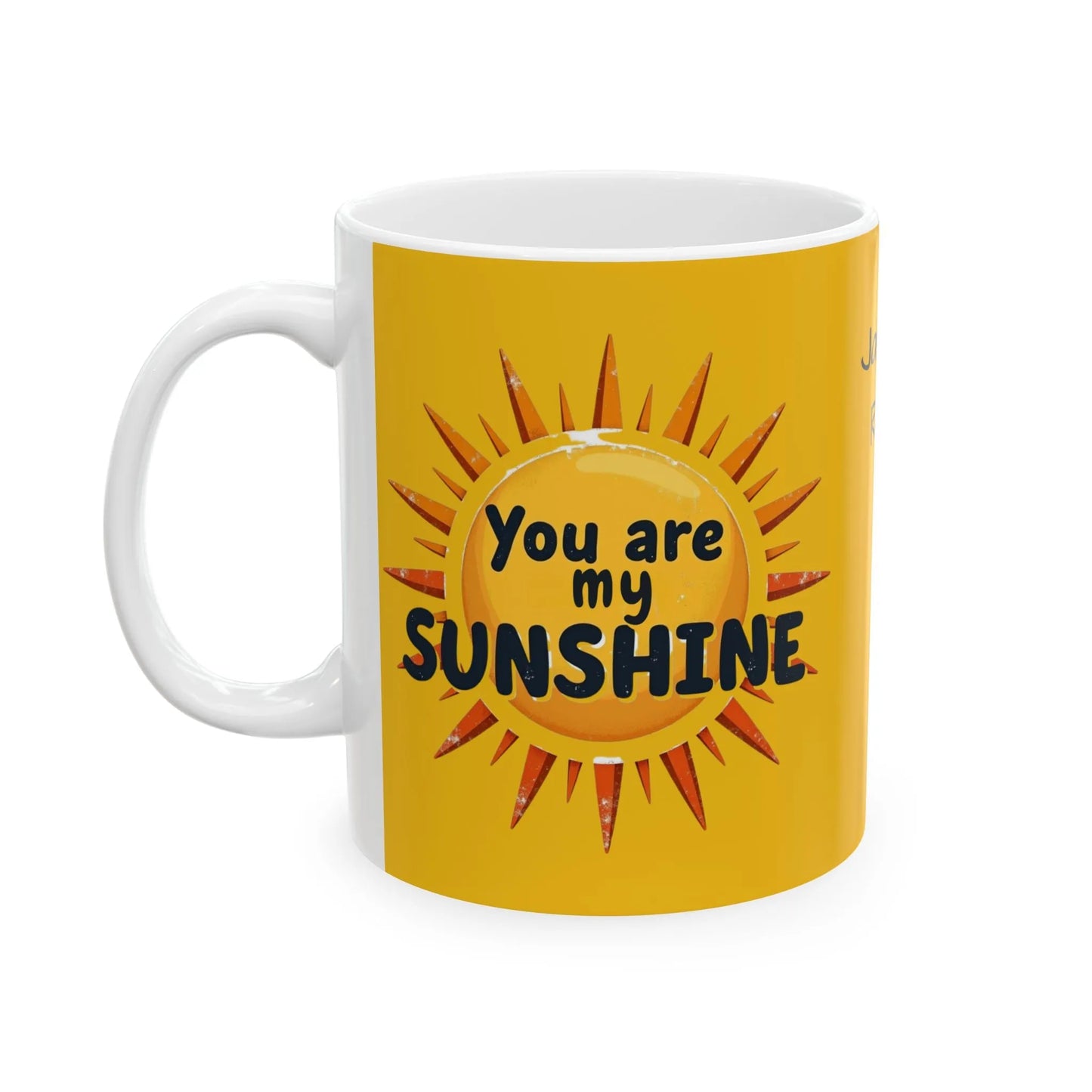 Personalized Sunshine Ceramic Mug - Brighten Every Morning, Gift for Coffee Lovers, Perfect for Birthdays, Home Office Decor, Custom Names