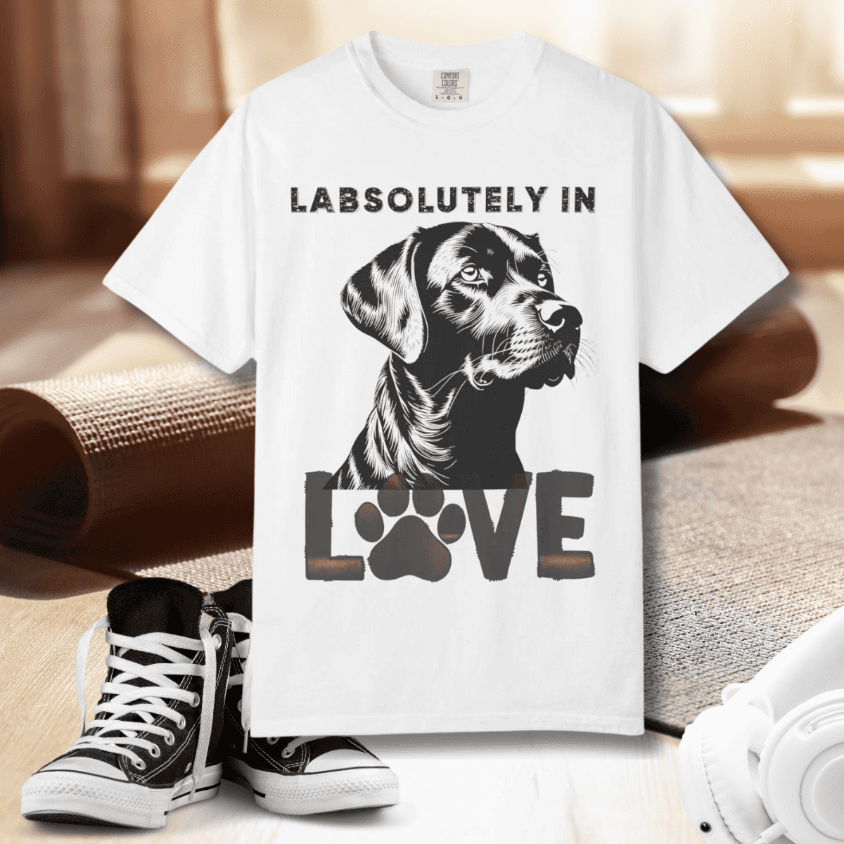 Black Lab T-shirt - Labsolutely In Love Comfort Tee - Iron Phoenix GHG