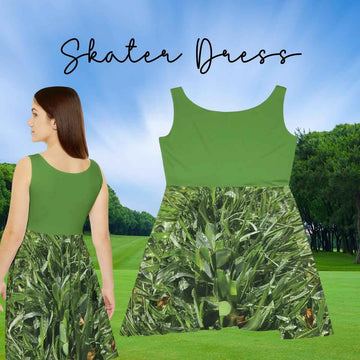 Verdant Blade Skater Dress | Green Summer Dress