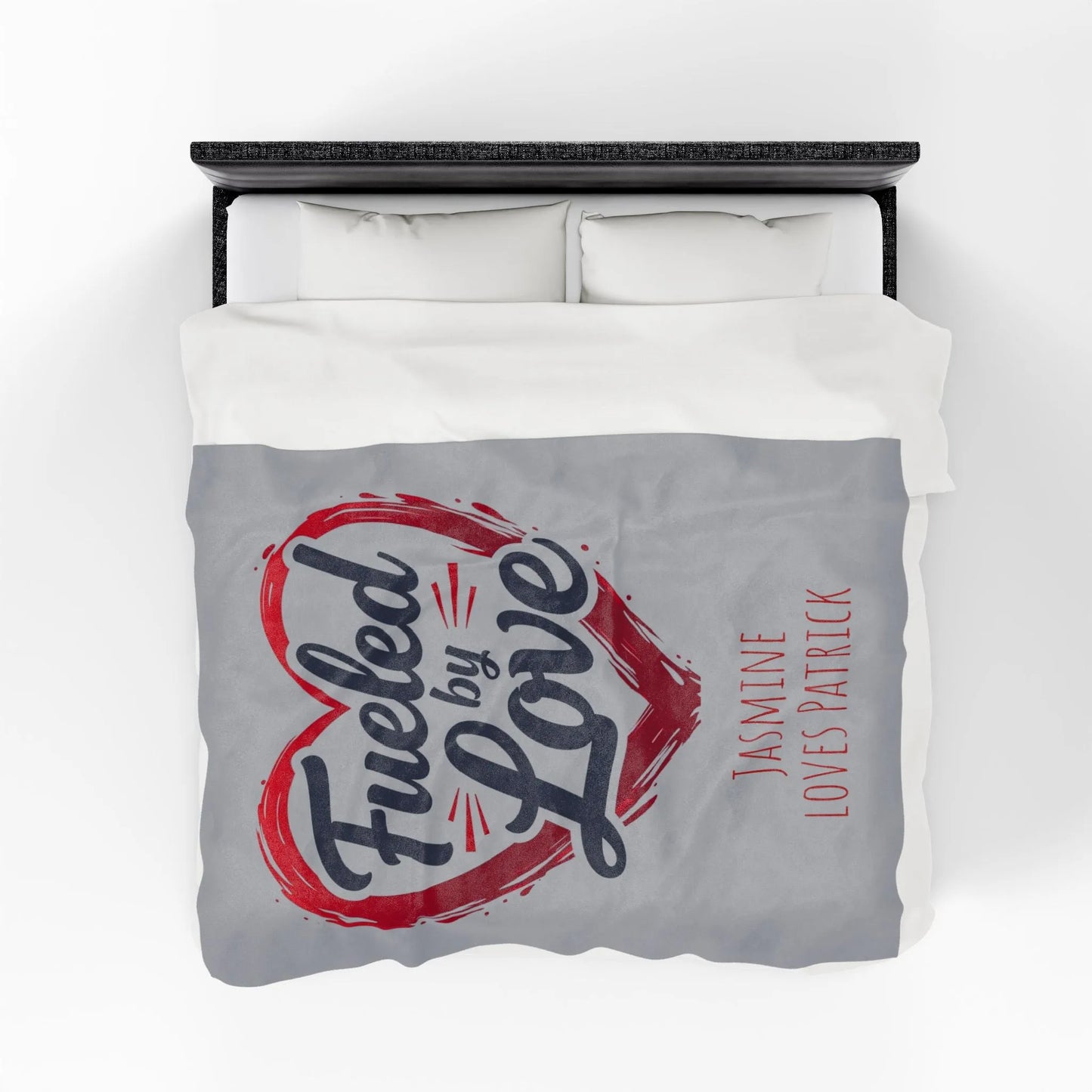 Personalized Velveteen Plush Blanket - 'Fueled by Love' | Gift for Couples, Anniversary Decor, Cozy Home, Valentine's Day