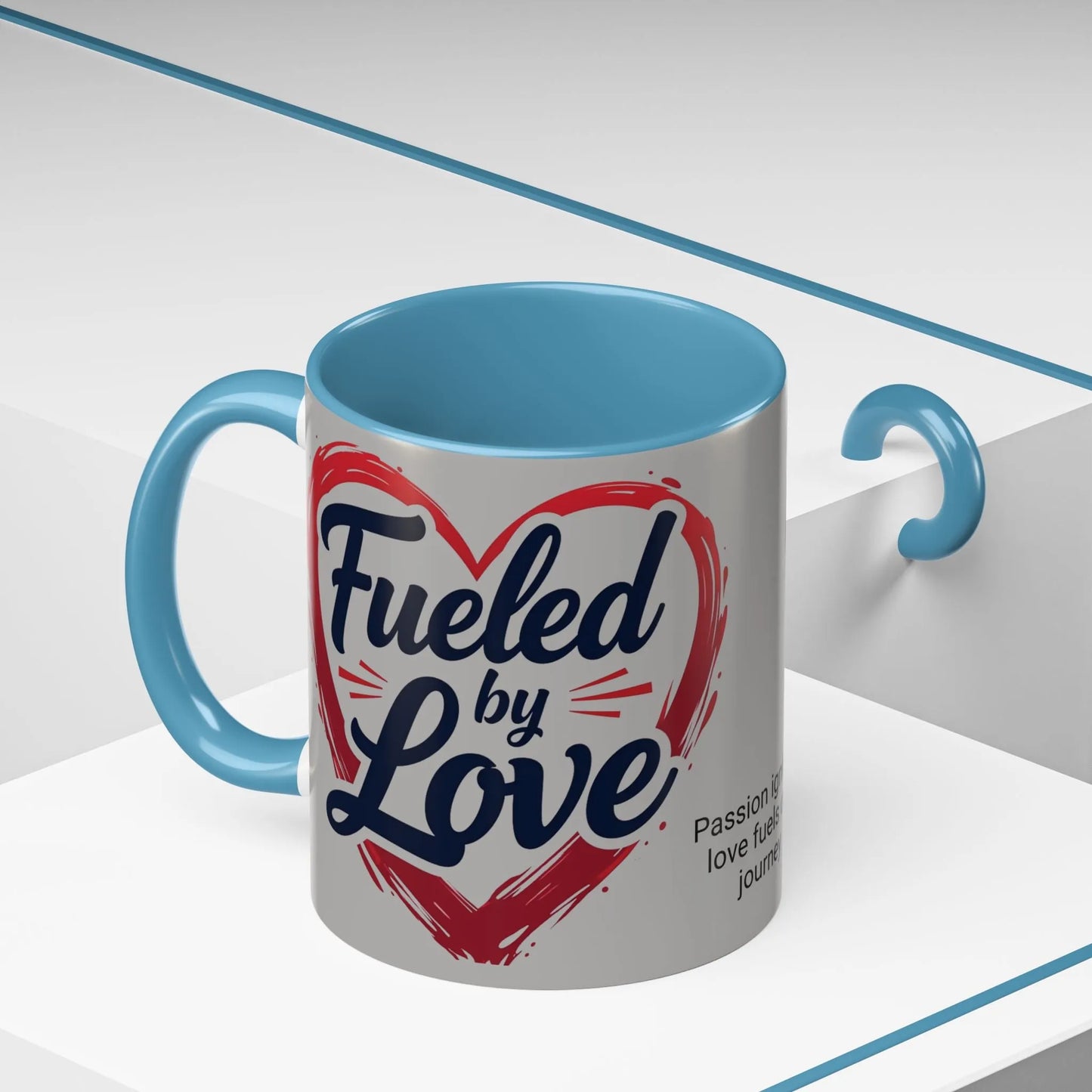 Fueled by Love Coffee Mug - Perfect for Gifts, Romantic Mug, Wedding Gift, Anniversary, Coffee Lovers, Heart Design