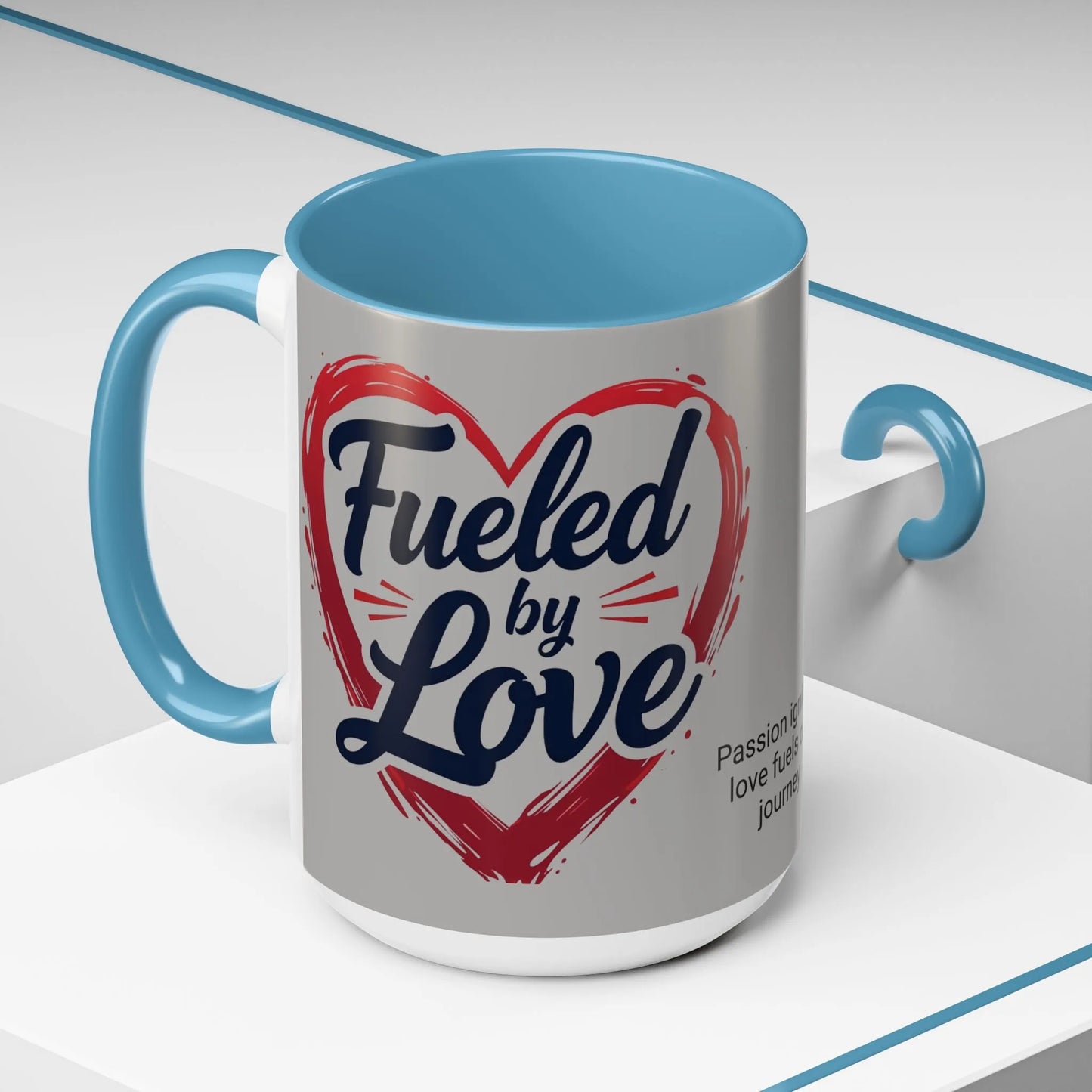 Fueled by Love Coffee Mug - Perfect for Gifts, Romantic Mug, Wedding Gift, Anniversary, Coffee Lovers, Heart Design