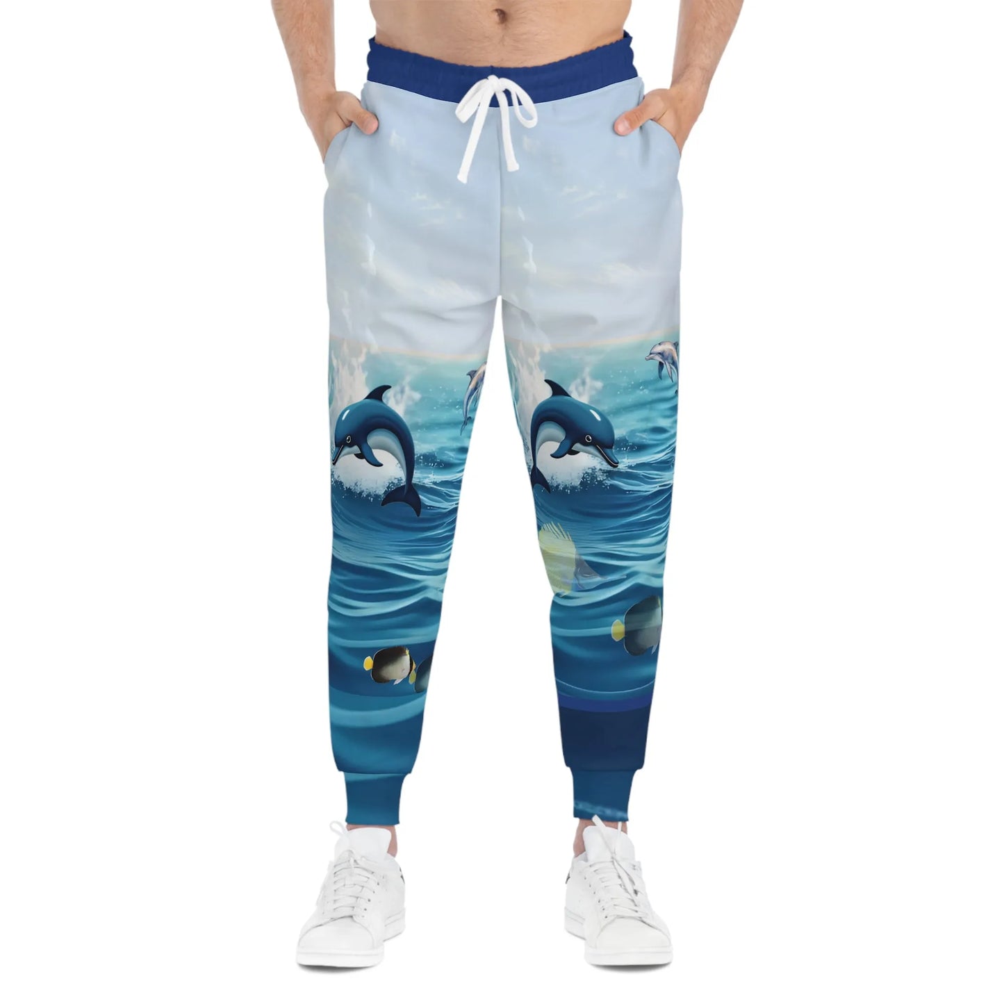 Ocean Waves Dolphin Athletic Joggers - Beachwear, Active Lifestyle, Athleisure, Gift for Her, Summer Vibes