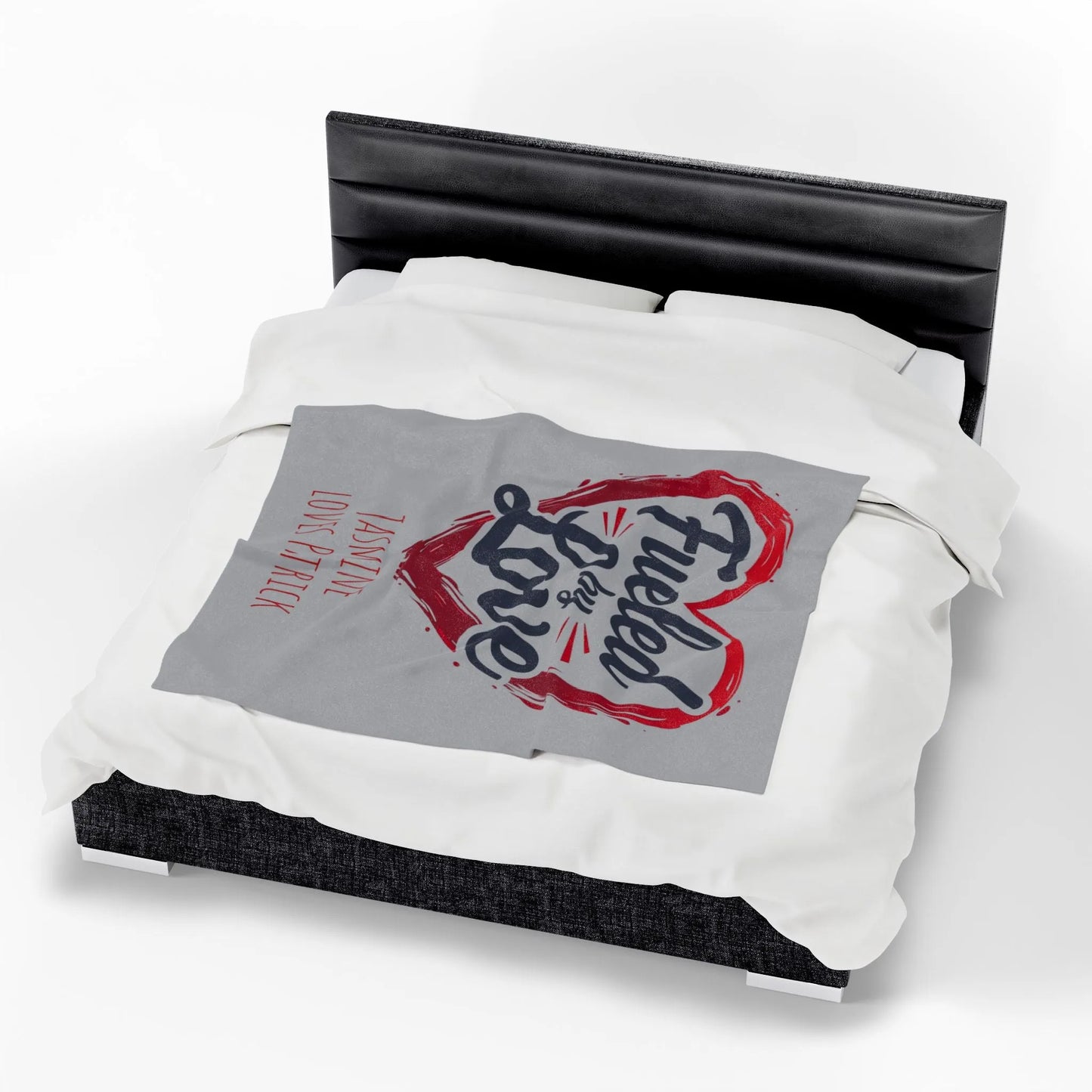 Personalized Velveteen Plush Blanket - 'Fueled by Love' | Gift for Couples, Anniversary Decor, Cozy Home, Valentine's Day
