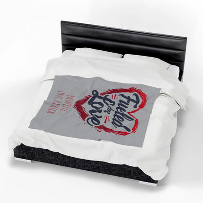 Personalized Velveteen Plush Blanket - 'Fueled by Love' | Gift for Couples, Anniversary Decor, Cozy Home, Valentine's Day