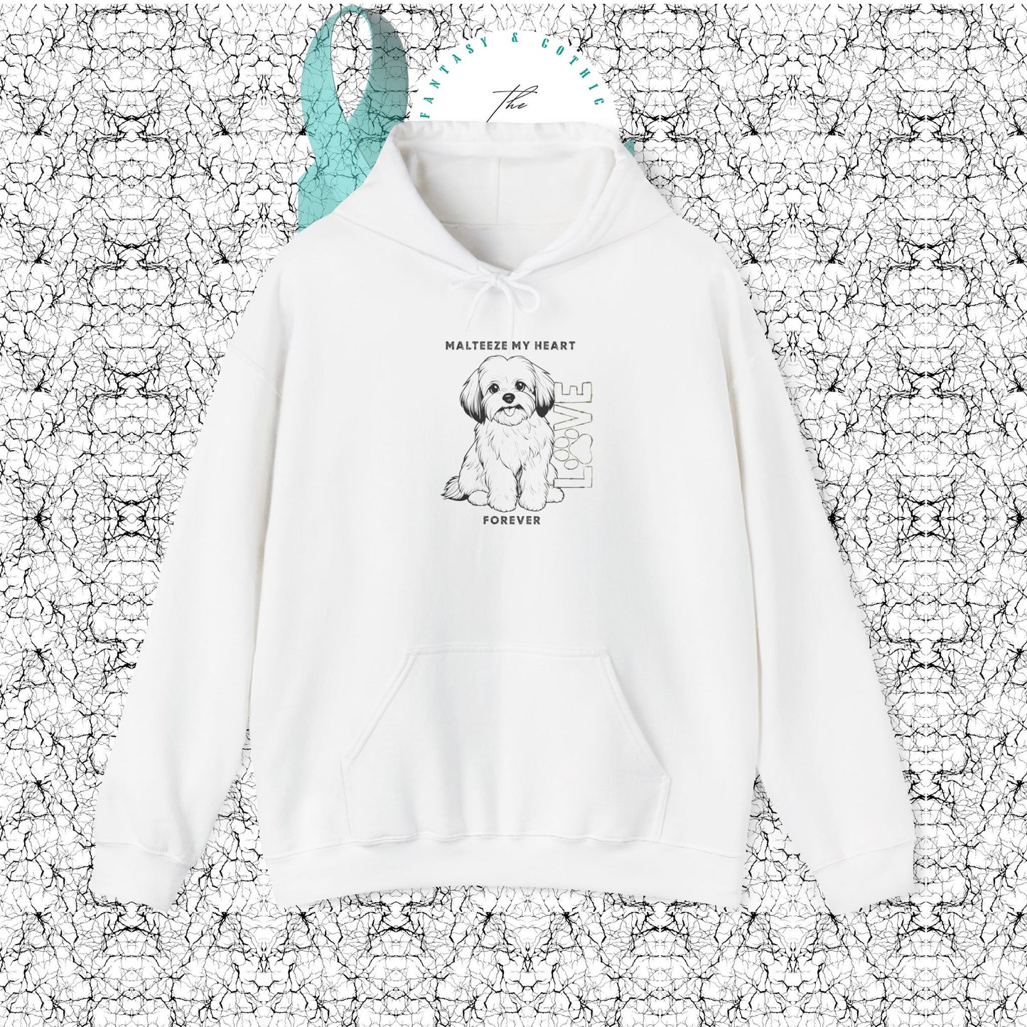 Maltese Heart Hoodie, Cozy Pet Lovers Sweatshirt, Dog Mom Gift, Animal Hoodie, Cute Maltese Sweatshirt, Forever Loved Apparel