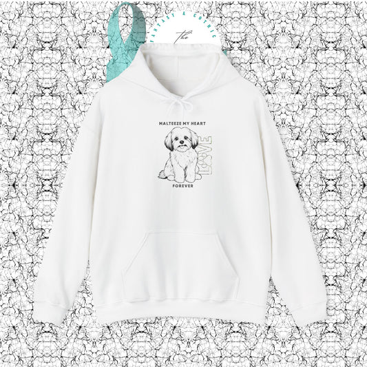 Maltese Heart Hoodie, Cozy Pet Lovers Sweatshirt, Dog Mom Gift, Animal Hoodie, Cute Maltese Sweatshirt, Forever Loved Apparel
