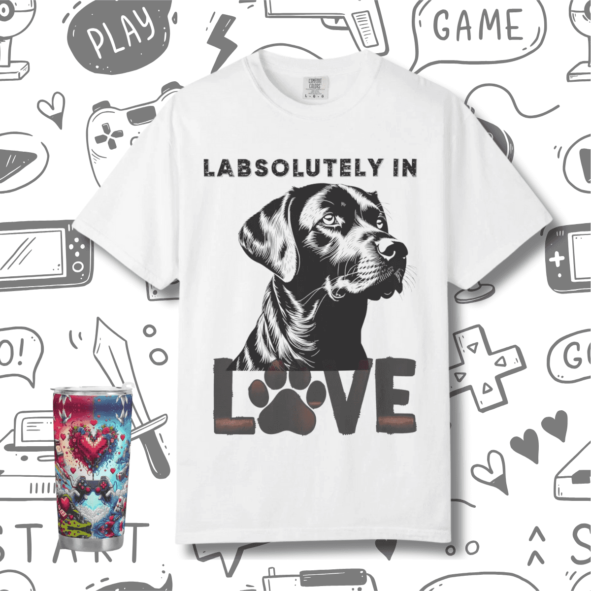 Black Lab T-shirt - Labsolutely In Love Comfort Tee - Iron Phoenix GHG