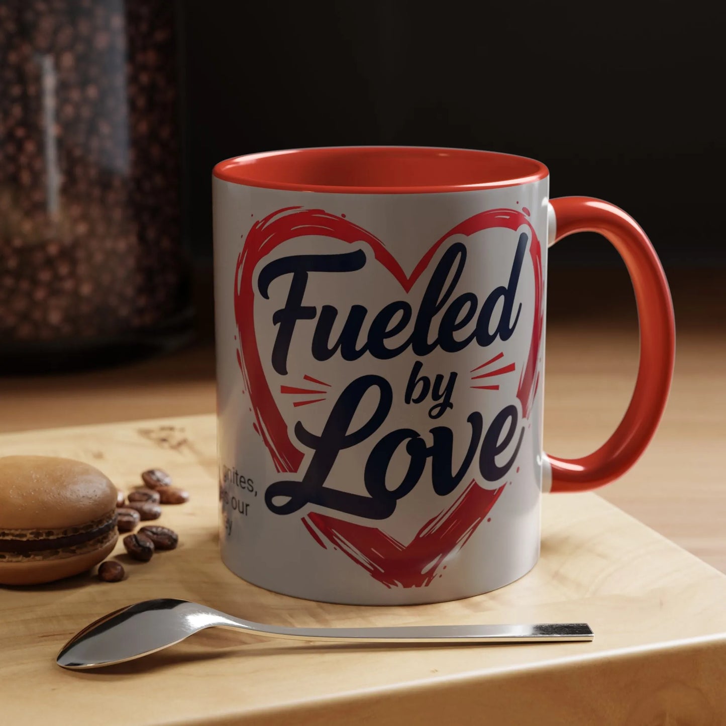Fueled by Love Coffee Mug - Perfect for Gifts, Romantic Mug, Wedding Gift, Anniversary, Coffee Lovers, Heart Design