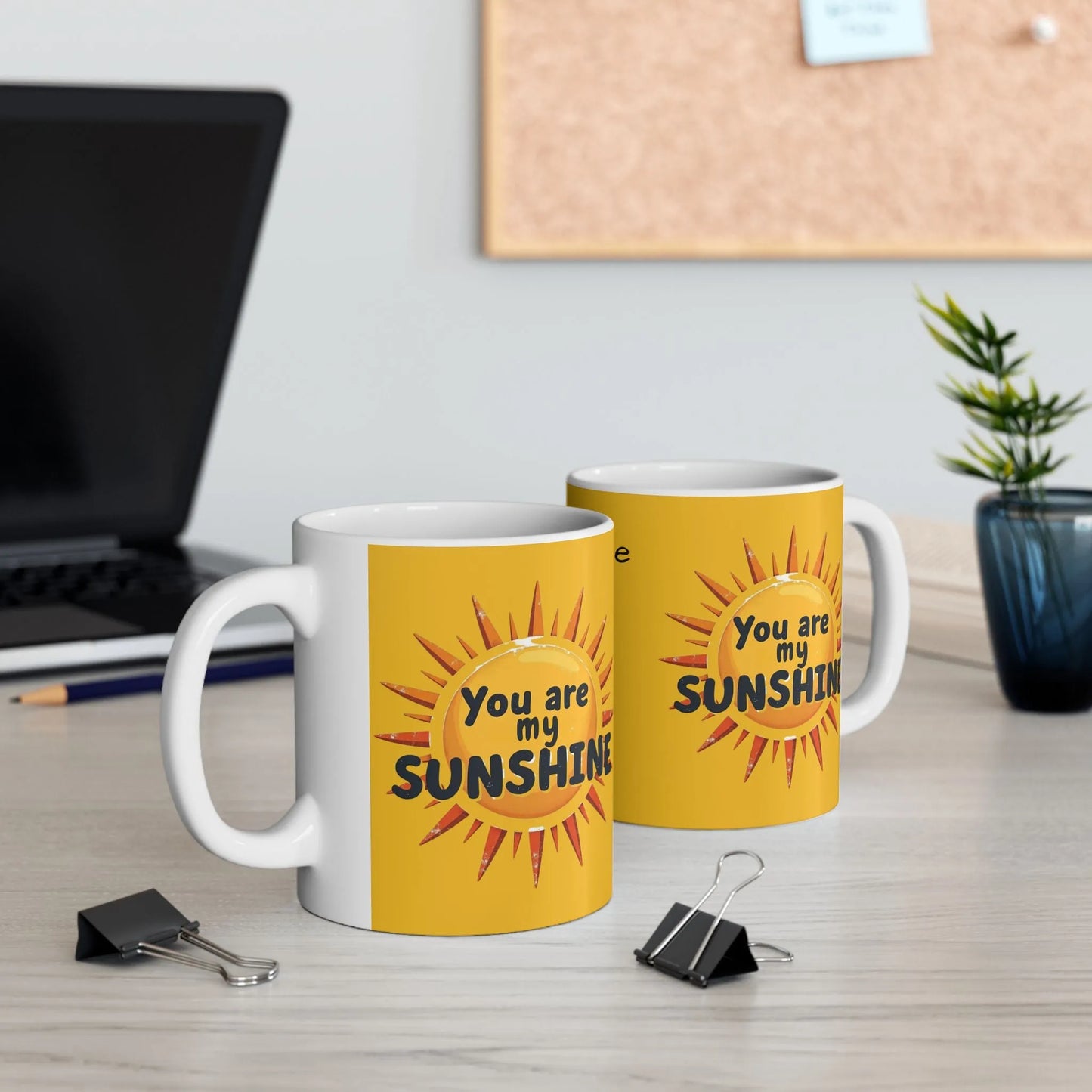 Personalized Sunshine Ceramic Mug - Brighten Every Morning, Gift for Coffee Lovers, Perfect for Birthdays, Home Office Decor, Custom Names