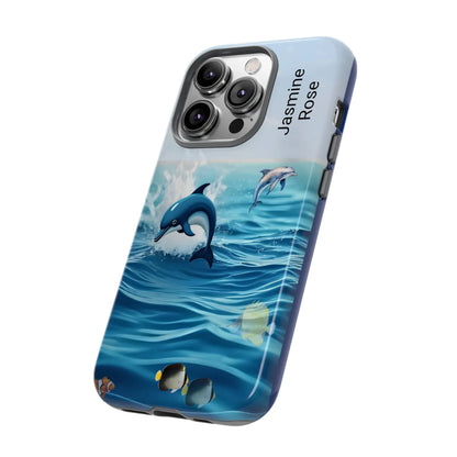 Personalized Phone Case with Dolphin Design, Ocean Vibes, Customizable Gift, Beach Lover Accessory, Ideal for Birthdays, Summer