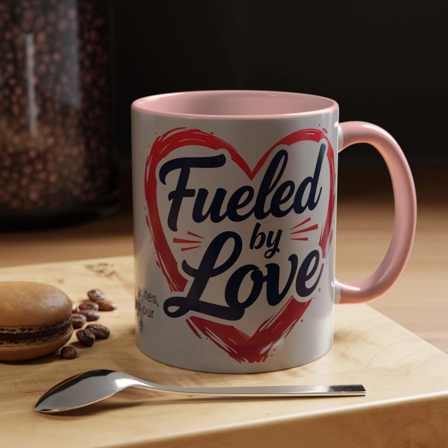 Fueled by Love Coffee Mug - Perfect for Gifts, Romantic Mug, Wedding Gift, Anniversary, Coffee Lovers, Heart Design