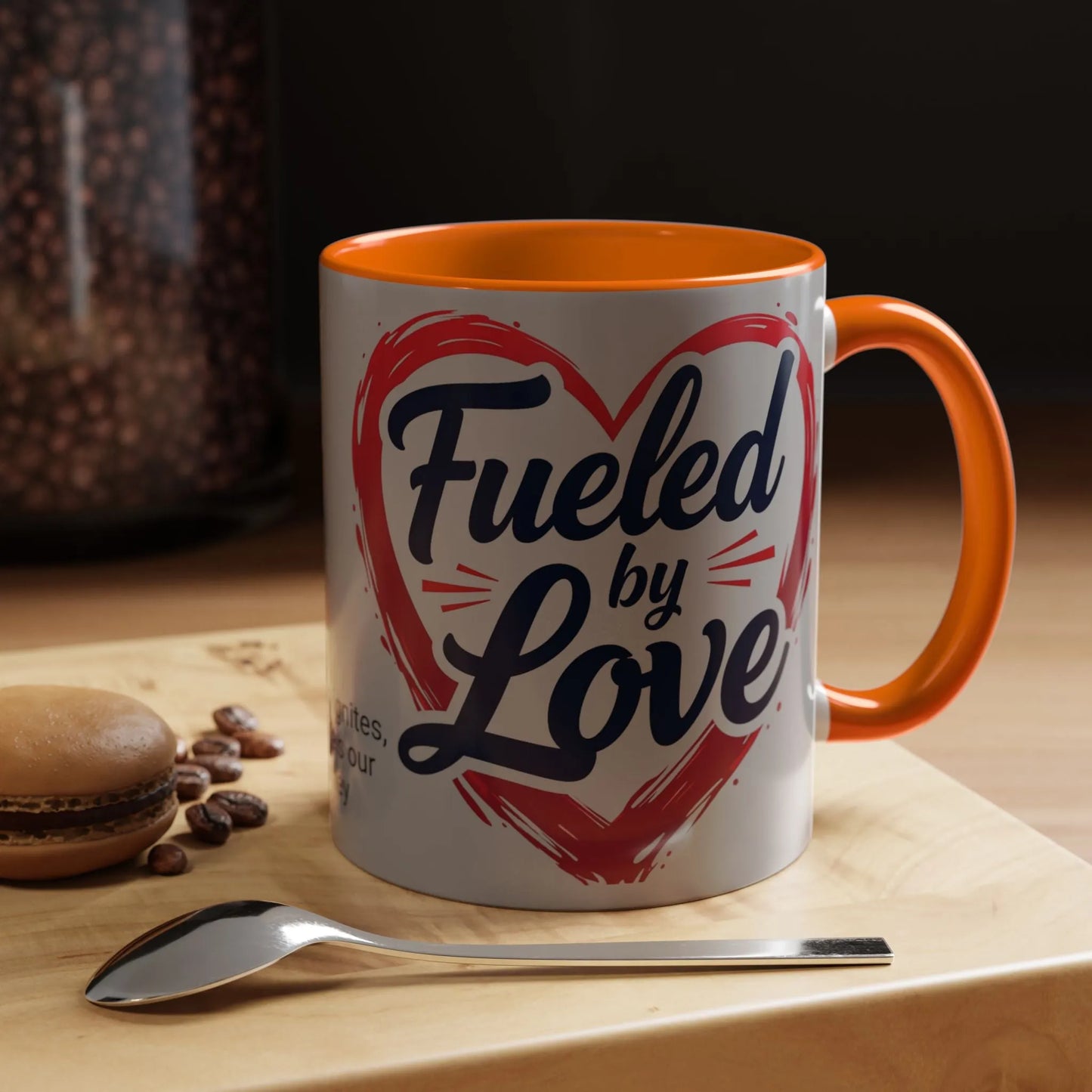 Fueled by Love Coffee Mug - Perfect for Gifts, Romantic Mug, Wedding Gift, Anniversary, Coffee Lovers, Heart Design