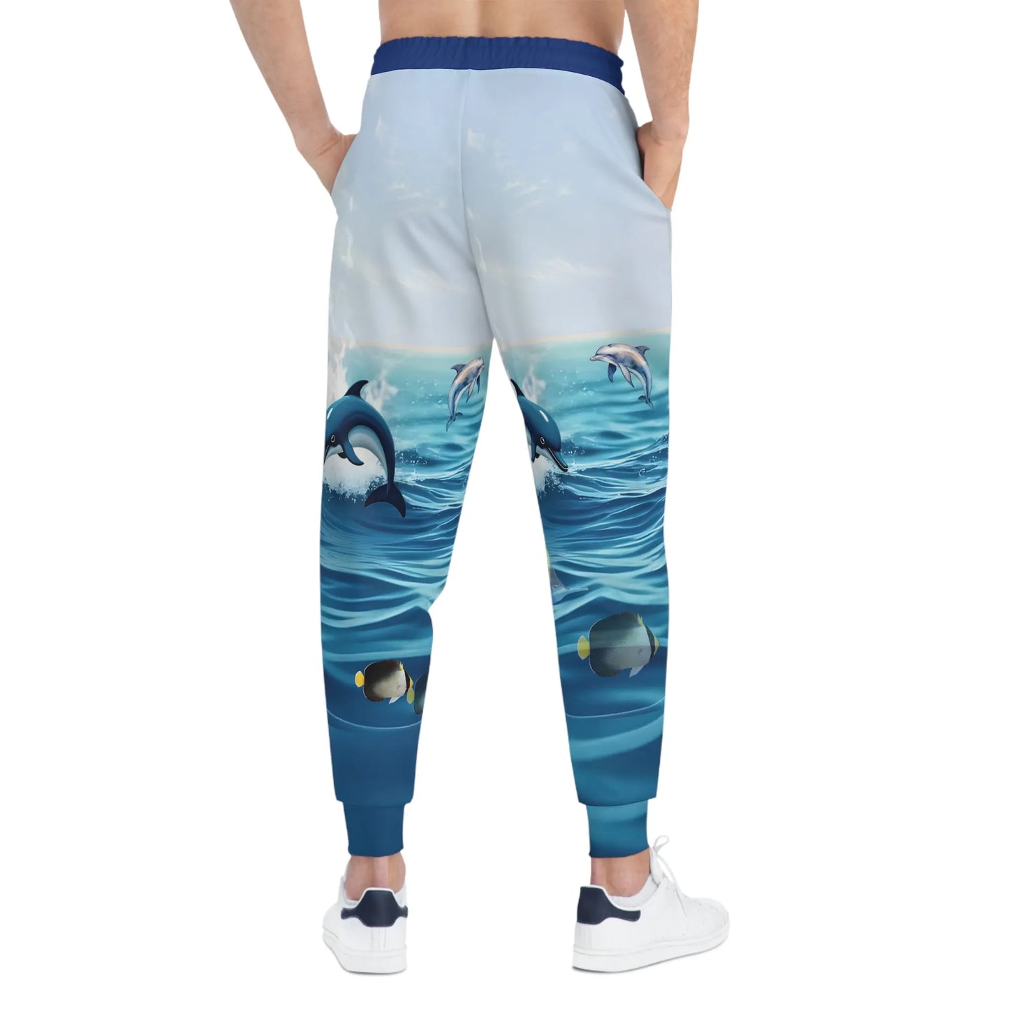 Ocean Waves Dolphin Athletic Joggers - Beachwear, Active Lifestyle, Athleisure, Gift for Her, Summer Vibes