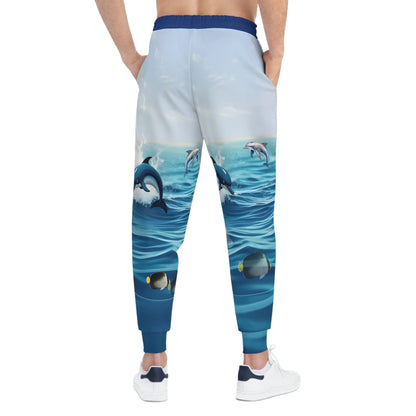 Ocean Waves Dolphin Athletic Joggers - Beachwear, Active Lifestyle, Athleisure, Gift for Her, Summer Vibes