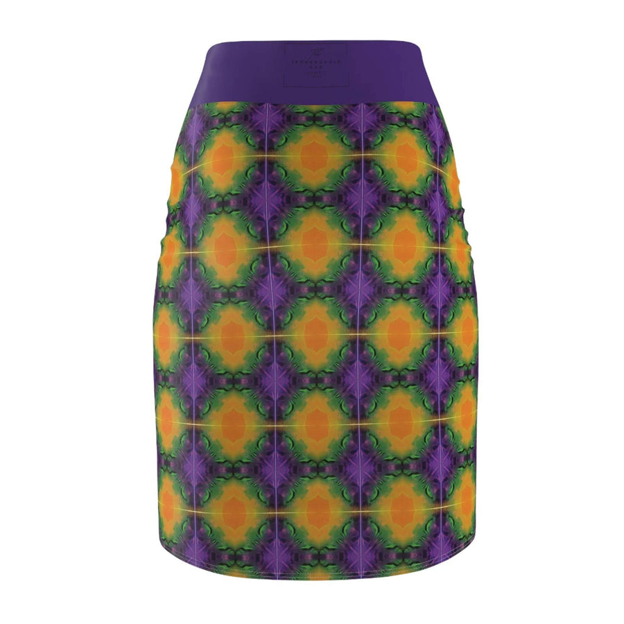 Purple and Yellow Women's Pencil Skirt, Relaxed Vibe Summer Fashion, Casual Office Wear, Stretchy Bodycon Skirt, Comfy Work Attire, Fun - Iron Phoenix GHG