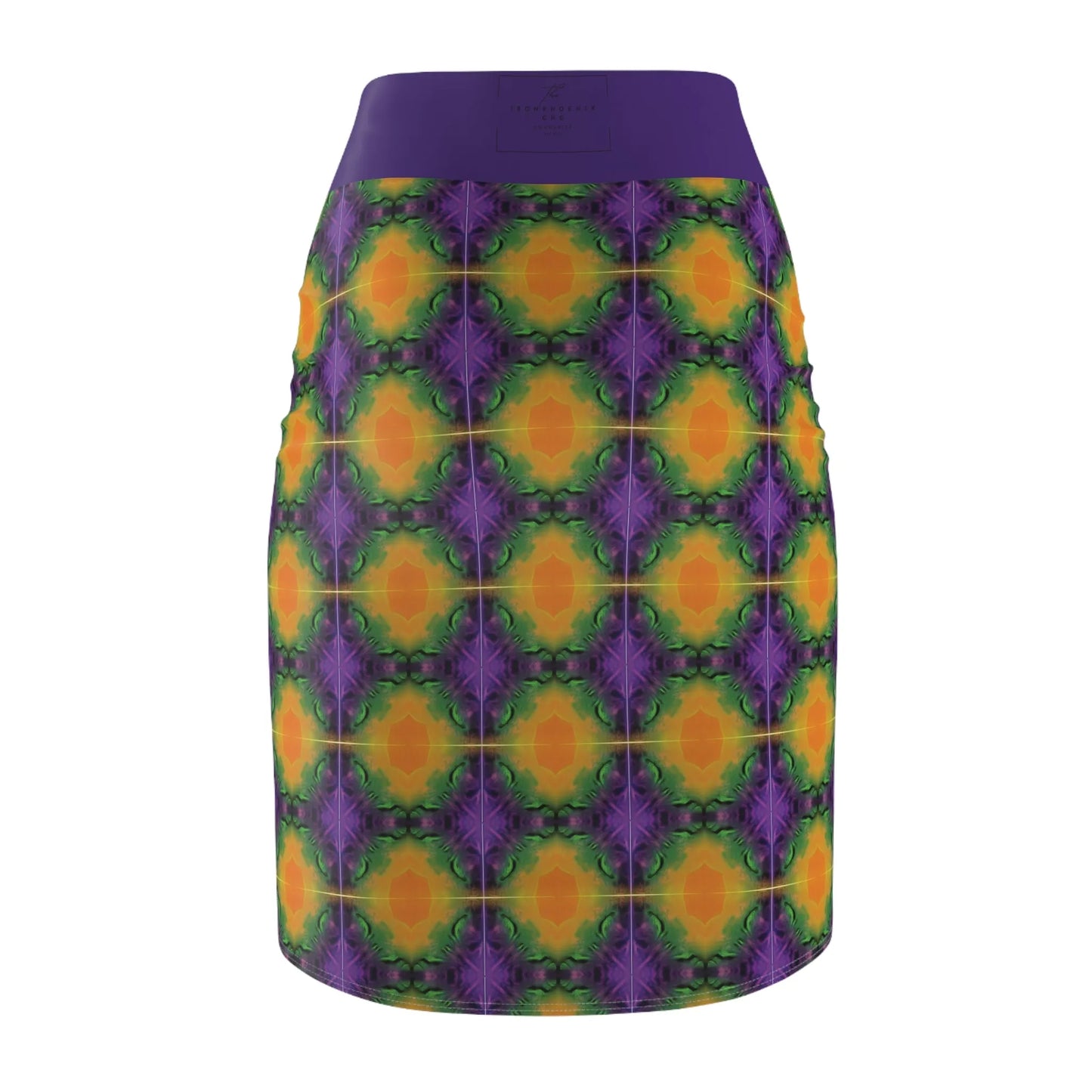 Purple and Yellow Women's Pencil Skirt, Relaxed Vibe Summer Fashion, Casual Office Wear, Stretchy Bodycon Skirt, Comfy Work Attire, Fun