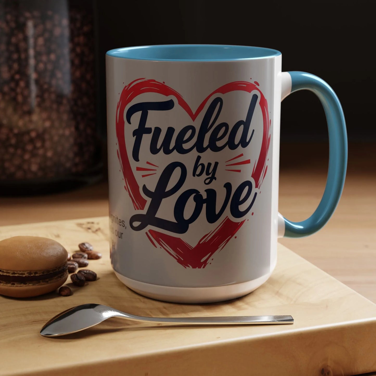 Fueled by Love Coffee Mug - Perfect for Gifts, Romantic Mug, Wedding Gift, Anniversary, Coffee Lovers, Heart Design